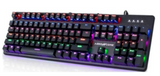 ABKONCORE 100% Mechanical Hot Swappable Gaming Keyboard K595,Wired USB Rainbow LED Backlit, 104 Keys Splash-Proof GTMX Blue Switches for PC, Mac, Windows | K595