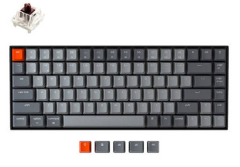 Keychron K2 Wireless and Wired Mechanical Keyboard, 84 Keys, RGB Backlit, 4000 mAh Battery, Aluminum Frame, Gateron Brown Switch | K2-C3