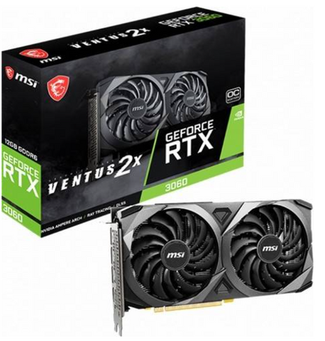 MSI Geforce RTX 3060 Ventus 2X OC 912-V397-050 - 12GB GDDR6, 192-bit, 1807 MHz / 15 Gbps, DisplayPort x 3,PCI Express® Gen 4, Gaming Graphics Card | 912-V397-050 / 912-V397-272