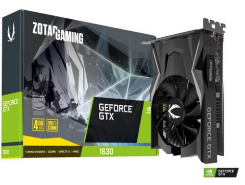 Zotac Gaming GeForce GTX 1630 Graphics Card, 4GB GDDR6 64 Bit Memory, 512 Cuda Cores, 12 Gbps Memory Clock, 1785 MHz Engine Clock, PCI Express 3.0, Open GL4.6 | ZT-T16300F-10L