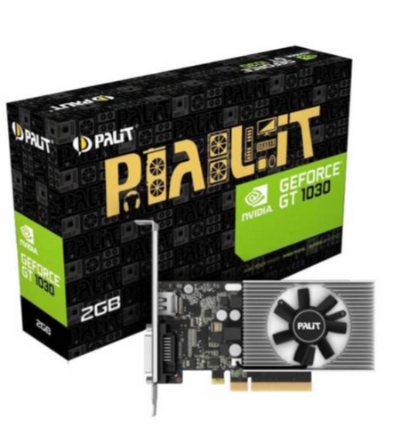 Palit GeForce GT 1030 Graphics Card, 2GB DDR4 64 Bit Memory, 384 Cuda Cores, 2100MHz Boost Clock, PCI-E 3.0 x 4 Bus, 16.8 Gb/sec Bandwidth, 4096x2160@60Hz Resolution, 4.5 Open GL | NEC103000646-1082F