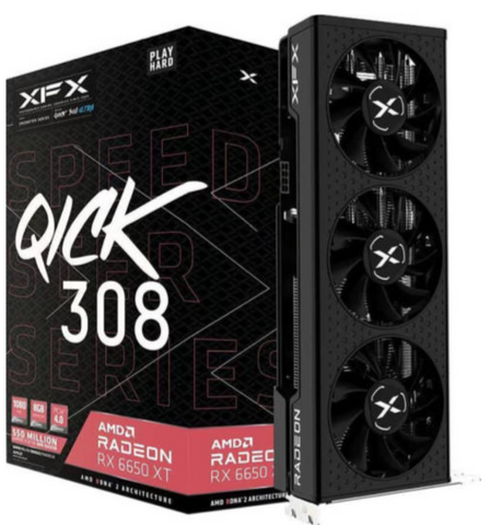 XFX Speedster Qick 308 Radeon RX 6650XT Ultra Graphics Card, 8GB GDDR6 128 Bit Memory, 2048 Stream Processors, 17.5 Gbps, 2153 MHz, PCI-E 4.0, AMD RDNA 2, HDMI, DP | RX-665X8LUDY