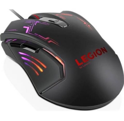 Lenovo Legion M200 RGB Gaming Mouse, 5 Button design, Up to 2400 DPI with 4 levels DPI switch, 7 Color Circulating Backlight, Braided cable | GX30P93886