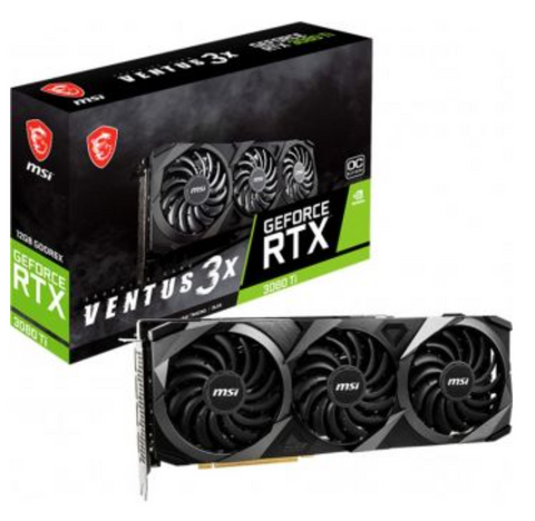 MSI GeForce RTX 3080 Ti Ventus 3X 12G OC - 12GB GDDR6X, 384-bit, PCI Express 4, DisplayPort x 3 (v1.4a), HDMI x 1, Resolution 7680 x 4320, 8-pin x 2 Connector, Gaming Graphics Card | 912-v389-059