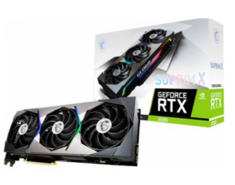 MSI GeForce RTX 3080 SUPRIM X 12G LHR Graphics Card, 8960 Units Cuda Cores, 12GB GDDR6X 384 Bit Memory, 19 Gbps, PCI Express Gen 4, 1905 MHz Core Clocks, Displayport, HDMI | 912-V389-408