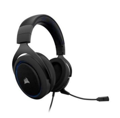 CORSAIR HS50 Stereo Gaming Headset, Discord Certified Headphones, Plush Memory foam, 50mm Neodymium speaker drivers, Blue | CA-9011172-AP