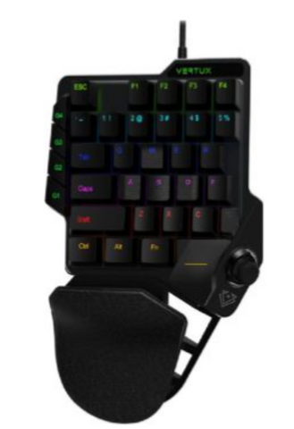 Vertux Combat QuickStrike One-Handed Gaming Keypad, With Joystick, 48MHz Frequency, 5 Modes RGB Light, Optical Light Switch, 3M Cable Length, Black | Combat