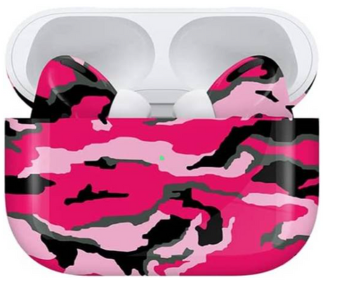 Caviar Customized AirPods Pro, Automotive Grade Scratch Resistant Paint, Durable, Adaptive EQ, Inward Facing Microphone, Army Camouflage Neon Pink & Romance Pink Glossy | B0B7JJPVJ6