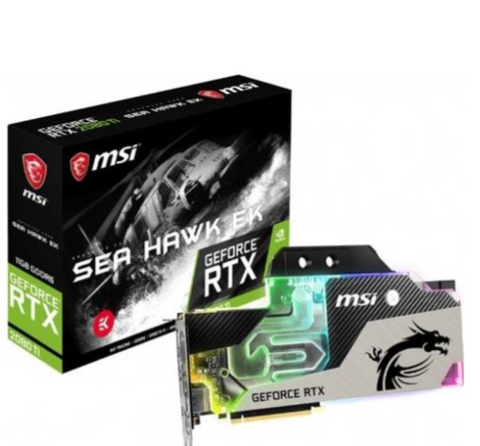 MSI Gaming RTX 2080 TI SEA Hawk EK X, GDRR6 352-bit, HDMI/DP/USB, Ray Tracing Turing Architecture, EKWB Graphics Card | 912-V371-079