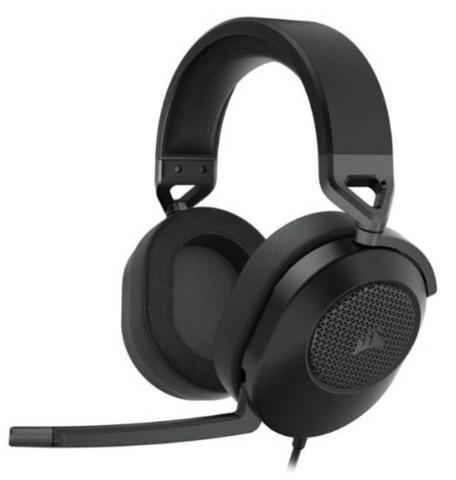 Corsair HS65 Surround Wired Gaming Headset, Dolby Audio 7.1, 20Hz - 20 kHz Frequency Response, 1.8m Cable Length, Omni Directional, 50mm Drivers, For PC / Mac / PS4/5, Xbox One, Black | CA-9011270-NA