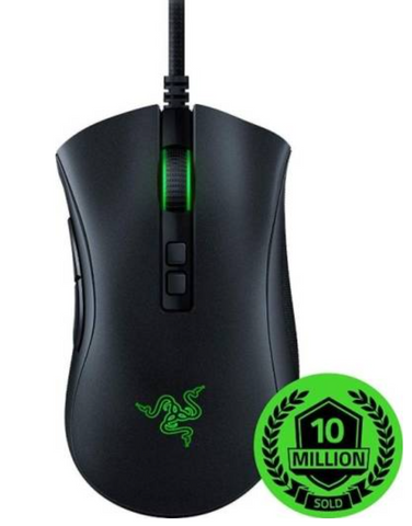 Razer DeathAdder V2 Gaming Mouse, 20K DPI Optical Sensor Switch, Chroma RGB Lighting, 8 Programmable Buttons, Rubberized Side Grips - Black | RZ01-03210100-R3M1