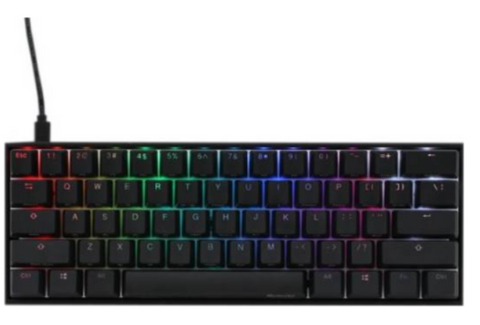 Ducky Mecha Mini Aluminum Cherry Silent Red RGB Switch-AR, PBT, Seamless Double Shot, Black Keycaps, Aluminum Casing, Zinc Alloy Keyboard Stand, Nano Coating, RGB English-Arabic | DKME2061ST-SARALAAT1
