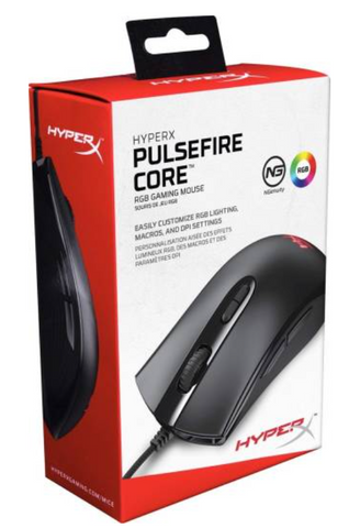 HyperX Pulsefire Core RGB Gaming Mouse, Software Controlled RGB Light Effects & Macro Customization, Pixart 3327 Sensor up to 6,200DPI, 7 Programmable Buttons, Comfortable symmetric design | HX-MC004B