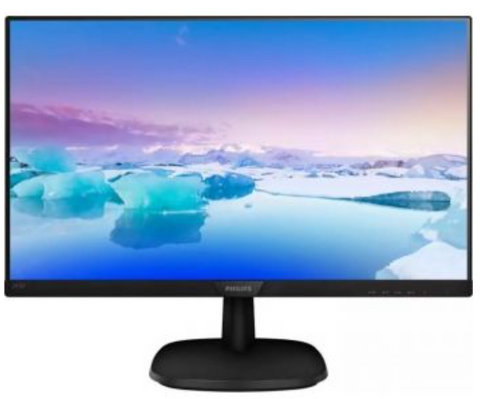Philips 243V7QJAB - 24 Inch Frameless Monitor, Full HD, Resolution 1920x1080, 75Hz, Aspect Ratio 16:9, Edge-to-Edge IPS, HDMI/DisplayPort/VGA, Audio in/Out, Built-in Speakers | 243V7QJAB
