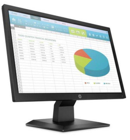 HP P204 19.5'' HD+ Flat Monitor, 60Hz Refresh Rate, 5ms Response Time, LED Backlight, 16:9 Aspect Ratio, VESA Mount Compatible, 1600x900 Resolution, Displayport / HDMI / VGA Input, Black | 5RD65AS#ABV