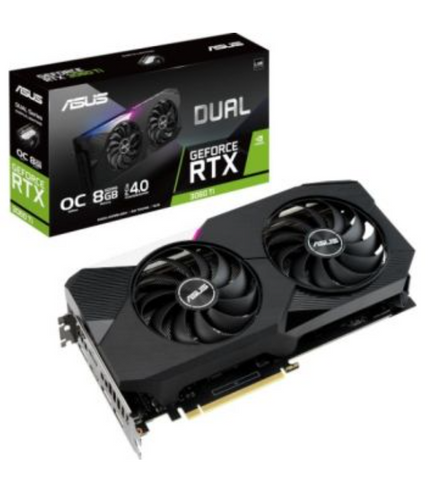 Asus Dual GeForce RTX 3060 Ti OC V2 DUAL-RTX3060TI-O8G-V2 8GB GDDR6 Graphics Card, 256bit, 1710 MHz, PCIe 4.0, 2x HDMI, 3x DisplayPort (LHR) | 90YV0G1J-M0NA00