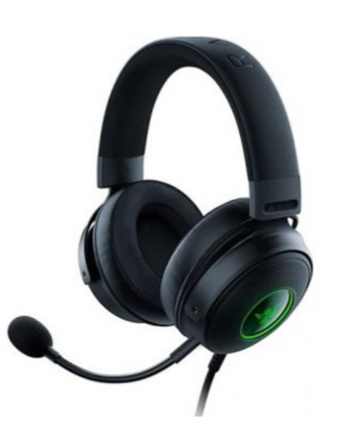 Razer Kraken V3 Wired USB Gaming Headset, With Razer Chroma RGB, TriForce Titanium 50mm Drivers, THX Spatial Audio, 20 Hz - 20 kHz Frequency Response, USB-A, Black | RZ04-03770200-R3M1