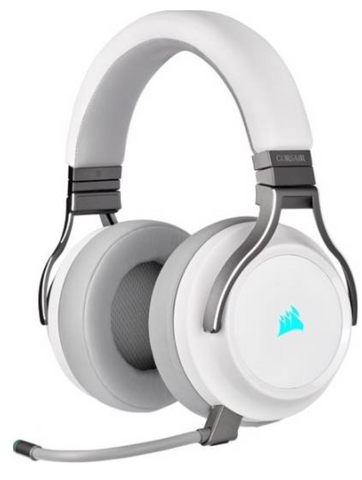 Corsair Virtuoso RGB Wireless Gaming Headset, High-Fidelity 7.1 Surround Sound, Memory Foam Earcups, 20 Hour Battery Life - White | CA-9011186-NA
