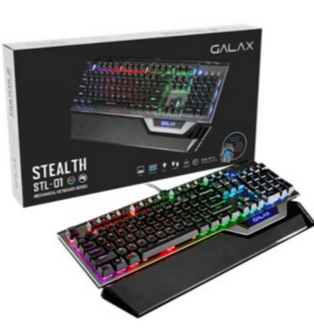 Galax Stealth-01 Wired Mechanical Gaming Keyboard, Blue switch, 104 Key US Layout, USB x2, Audio | G-KGS0114T1RG1BSL0-GXLG