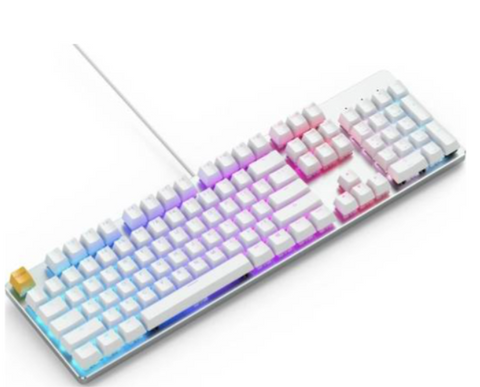 Glorious GMMK White Ice Edition RGB Modular Mechanical Gaming Keyboard w / Gateron Brown Switches White | GLO-GMMK-FS-BRN-W