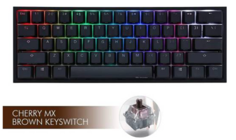 One 2 Mini/Cherry Brown switch/English/ABS/Seamless double shot/Black keycaps/Black top case white bottom case/RGB LED | DKON2061ST-BARALAZT1