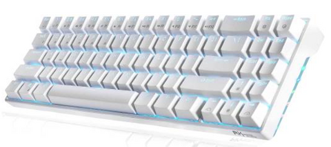 RK ROYAL KLUDGE RK71 Mechanical Keyboard, Compact Bluetooth, 71 Keys, USB Wired/Wireless Portable Gaming/Office with Stand-Alone Arrow Keys, For Windows MacOS, Brown Switch, White | RK71 _brown