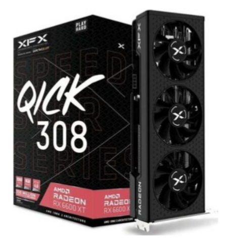 XFX Speedster Qick 308 Radeon RX 6600 XT Black Gaming Graphics Card, AMD RDNA 2, 128-bit PCI-E 4.0, 8GB GDDR6, HDMI, 3xDP | RX-66XT8LBDQ