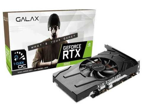 Galax GeForce RTX 3050 V2 1-Click OC Graphics Card, 8GB GDDR6 128 Bit Memory, 2560 Cuda Cores, 1777 Mhz Boost Clock, 14 Gbps, 224 GB/sec Bandwidth, PCI-E 4.0, Nvidia G-Sync, DP, HDMI | 35NSL8MD5YBP