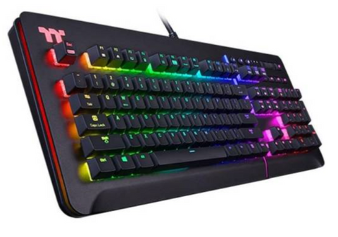 Thermaltake Level 20 RGB Black Aluminum Gaming Keyboard Cherry MX Blue Switches, 16.8 Million Color RGB, Voice Control, Razer Chroma Sync Compatible | KB-LVT-BLBRUS-01