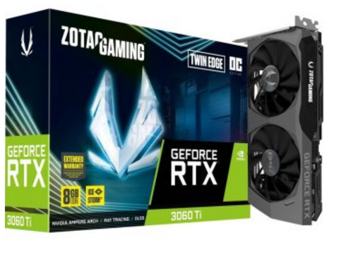 Zotac Gaming GeForce RTX 3060 Ti Twin Edge OC LHR - 8GB GDDR6, 256Bit, PCI Express4.0, 3 x DisplayPort 1.4a, 1x HDMI 2.1, (up to 7680x4320 @ 60Hz ) Graphics Card | ZT-A30610H-10MLHR
