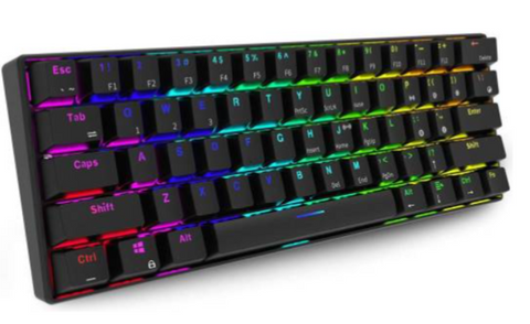 Rk Royal Kludge 61 Lighting Led Backlight Mechanical Gaming Keyboard, USB Cable/Wireless Bluetooth 3.0RGB, Blue Switch, Black | Rk61-01