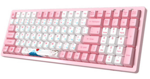 Akko World Tour Tokyo R2 Mechanical Keyboard, 80% Compact Layout, PBT Keycaps, Multiple Shortcut Keys, Support DIY Lights, Type-C Cable, Gateron Yellow Switch, English Arabic, Pink - White | 3096 R2