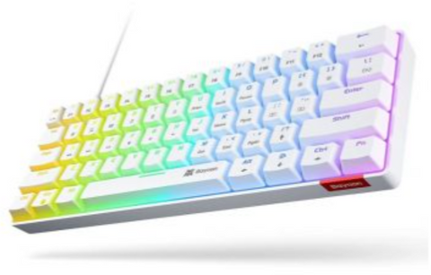 Baytion Mechanical Wired Gaming Keyboard, 61 Keys Ultra Compact, With Blue Switches, RGB Backlit, For iOS/Android/Windows, English, White | X001F3SRGX