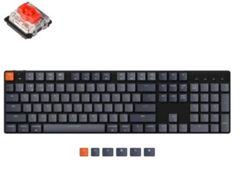 Keychron K5SE Wireless Low Profile Mechanical Keyboard, Ansi Full Size Layout, 104 Keys, Red Switch White LED Gateron, Hot Swappable Option, Compatible With Windows / Mac, Black - Gray | K5SE-G1