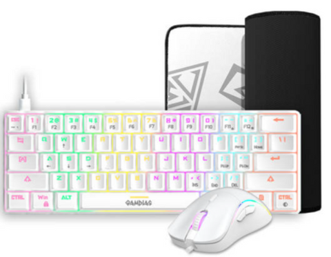 Gamdias Hermes E4 3-in-1 Gaming Combo with RGB Mechanical Keyboard Red Switch, RGB Ergonomic Gaming Mouse and Non-Slip Extended Gaming Mouse Mat with N-Key Rollover, White | GD-HERMES-E4-3-IN-1-COMBO