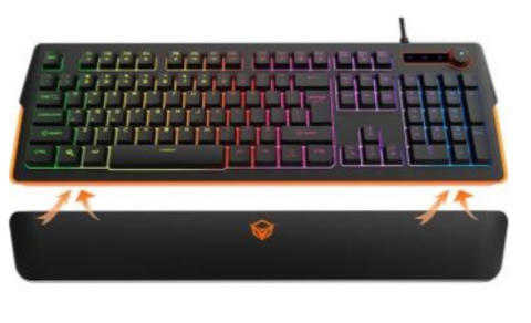 MeeTion Anti-Ghosting Luminescent Led RGB Game Computer Gaming Keyboard with Magnetic Wrist Rest - Black | MT-K9520