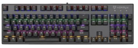 Vertux Tactical Advance Performance Mechanical Keyboard, 125Hz Frequency, Rainbow Backlight, 100% Anti Ghosting, 1.6m Cable Length, Black | Tactical