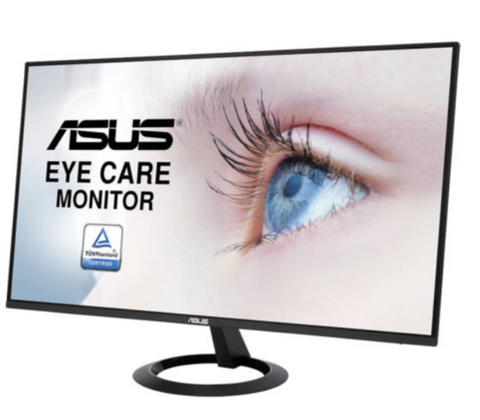 Asus VZ24EHE 23.8'' FHD IPS Eye Care Monitor, 75Hz Refresh Rate, 1ms MPRT Response Time, Adaptive / FreeSync, Low Blue Light, Flicker Free, 1920x1080 Resolution, HDMI / VGA, Black | 90LM07C3-B01470