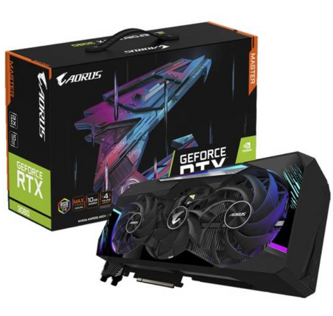 Gigabyte GeForce RTX 3080 MASTER Graphics Card, 10GB of GDDR6X VRAM, 320-Bit, 1845 MHz, HDMI 2.1, DisplayPort 1.4a, PCIe 4.0 Interface (LHR) | GV-N3080AORUS M-10GD