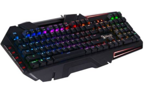 Bloody B880R Light Strike RGB Mechanical Gaming Keyboard, Blue Switch, 8 ABS Keys, 25% Faster Keystroke, Zero-Lag Response with Lightning Speed, 0.2ms Key Response, Self-Customize RGB, Black | B880R