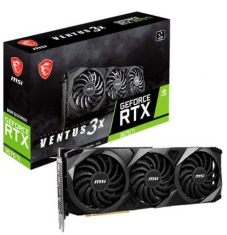 MSI GeForce RTX 3070 Ti Ventus 3X 8G OC - 8GB GDDR6X, 256-bit, PCI Express 4, DisplayPort x 3 (v1.4a), HDMI x 1, Resolution 7680 x 4320, 8-pin x 2 Connector Gaming Graphics Card |912-v505-007