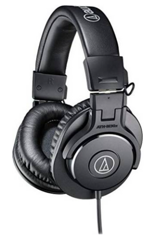 Audio-Technica ATH-M30x Professional Studio Monitor Headphones, With Convenient single-side cable exit, Collapsible for space-saving portability, Circumaural design, Black | ATH-M30x