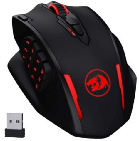 Redragon M913 Impact Elite Wireless Gaming Mouse, 16000 DPI Wired/Wireless RGB Gamer Mouse, 20 Programmable Buttons, 45Hr Battery, Pro Optical Sensor, Black | Impact Elite M913