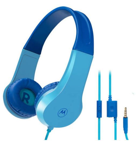 Motorola Moto JR200 Kids Headphones with Microphone, Lightweight Over Ear Wired Foldable Design