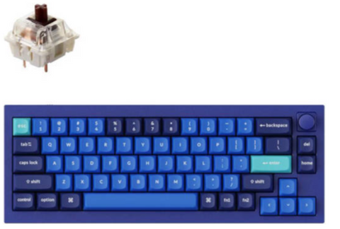 Keychron Q2 QMK Custom Mechanical Keyboard, Hot-Swappable, Full Assembled Navy Blue RGB, With Knob, Gateron G Pro Brown Switch | Q2-O3