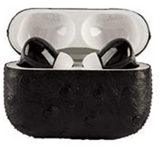 Merlin Craft Royal Collection Apple AirPod Pro Leather Calf Headphones - Ostrich Black | 641126312631