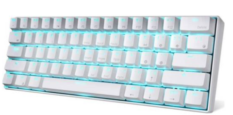 Rk Royal Kludge RK61 61 Keys Wired/Wireless Multi-Device Yellow LED Backlit Mechanical Gaming/Office Keyboard for iOS, Android, Windows with Rechargeable Battery, Blue Switch-White | RK61 White