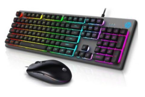 HP Gaming Keyboard and Mouse Combo - HPKM300F, Wired RGB Backlit Keyboard and Mouse, Rust & Scratch Proof Metal Penal - 6 Speed Adjustable DPI, with Responsive Keys | HPKM300F