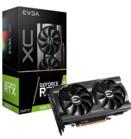 EVGA GeForce RTX 3060 Ti XC Gaming 8GB GDDR6 Graphics Card, 256 bit, 14000 MHz, PCIe 4.0, HDMI, DisplayPort, Dual-Fan, Metal Backplate, LHR | 08G-P5-3663-KL