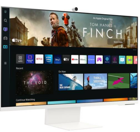 Samsung M8 32'' 4K UHD Flat Monitor, With Smart TV Experience and Camera, Max 60Hz Refresh Rate, 4ms Gtg Response Time, 16:9 Aspect Ratio, HDR10, IoT Hub, HDMI, White | LS32BM801UMXUE